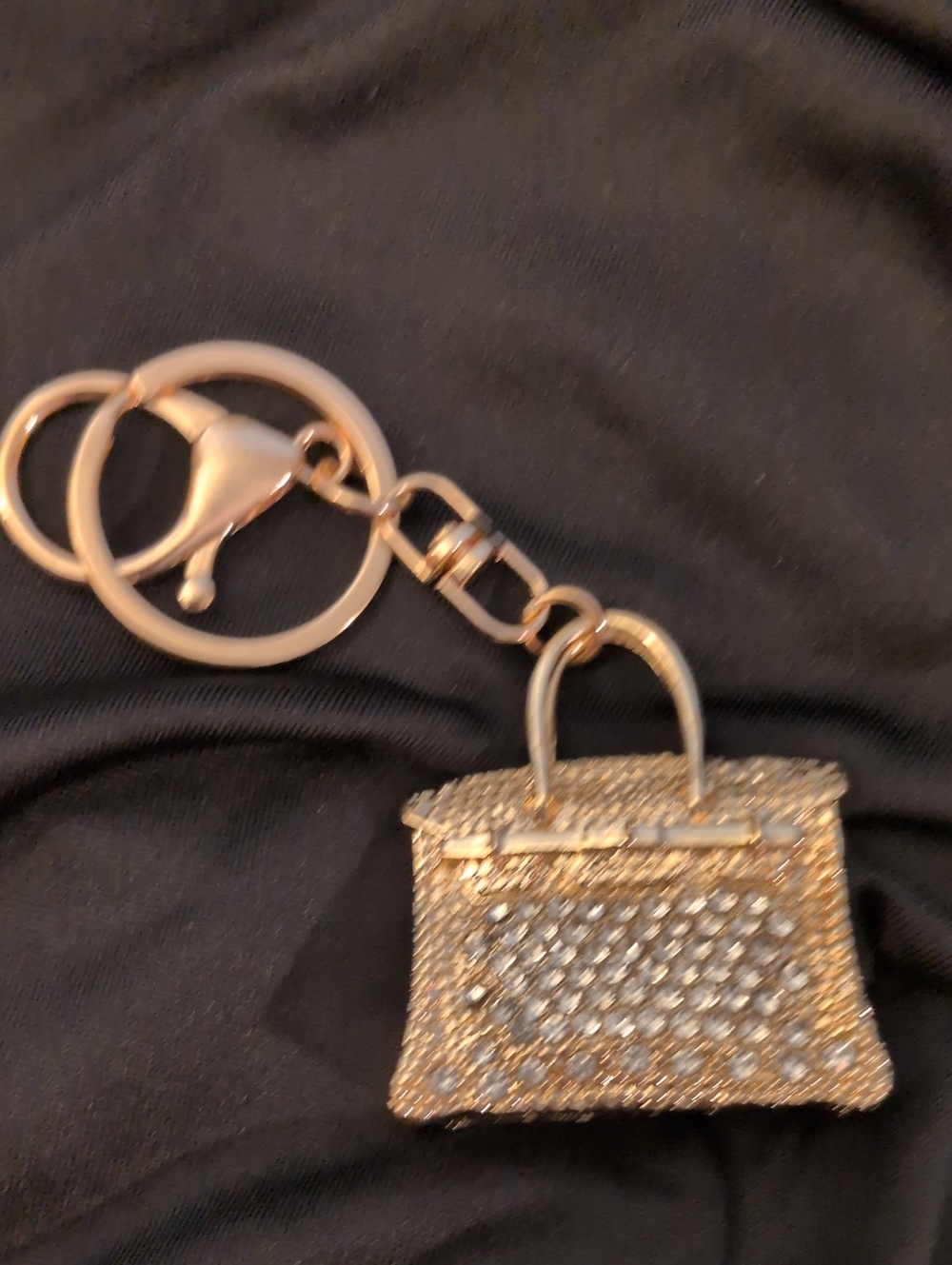 Gold Crystal Minaudière Purse Bag Charm/ Keychain